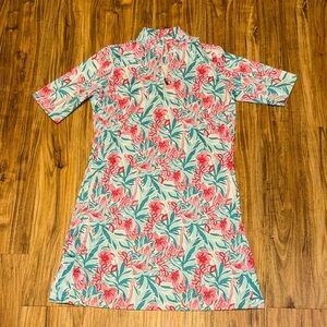 Tail Womens XL 14 dress Zaya UPF 50 Half Sleeve 1/4 zip white pink blue flamingo